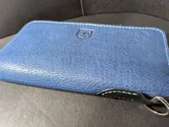 PLUS ONE｜本革 長財布 ブルー×ブラック ツートン レザーウォレット