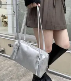 【500mlペットボトル収納可◎】lotiワイドボストンバッグ　シルバー