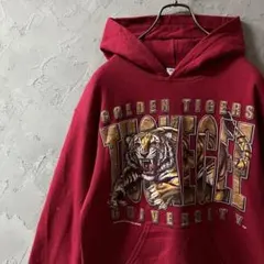 GILDAN パーカー　プルオーバー　ビッグプリント　カレッジロゴ　トラ　IW1