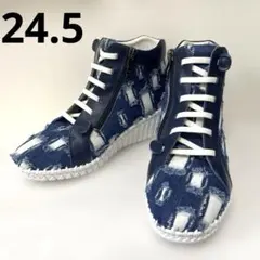 Carissimo alte ハイカット デニム　スニーカー レザー 24.5のサムネイル