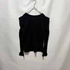 Ray BEAMS リブ 長袖 カットソー ブラック レディース トップス