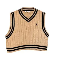 U.S. POLO ASSN. ケーブルニットベスト Fサイズ ベージュ