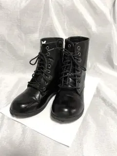 ブラックレースアップブーツ(21.0cm) サイドジッパー付き