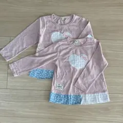 ピンク ハート柄 長袖カットソー 2枚セット　サイズ95.100 おそろい