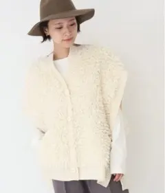 [完売モデル]　スピックアンドスパン　ループオーバーニットベスト(F)　ホワイト