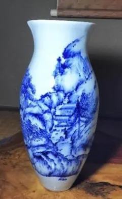 未使用】 四角 山水 花瓶 華道 花器 染付 - メルカリ