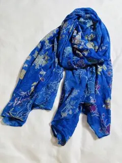 【新品未使用】ZARA ザラ　大判　ストール　青　花柄