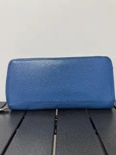 エティアム ラウンドファスナー 長財布 ターコイズブルー レザー 