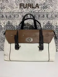 【良品】FURLA フルラ レザー ハンドバッグ トートバッグ ホワイト