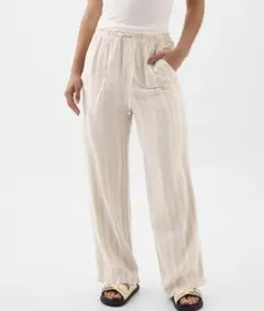 90s old gap リネン　パンツ　スラックス　生成　麻　白タグ　ワイド 5e461f2402dff6a283a06f7f66d828