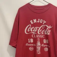 コカ・コーラ 1886 クラシック ロゴ Tシャツ レッド 2XL 企業ロゴ