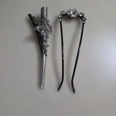 蝶モチーフヘアクリップ＆U字コーム 2点セット