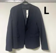 GU ネイビー ノーカラージャケット Lサイズ