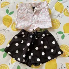 オススメ⭐️ キッズハーフパンツセット 花柄・ドット柄 半ズボン 【80-90】