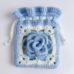 バラの巾着 ハンドメイド かぎ針編み 編み物