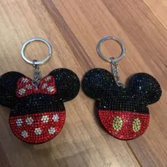 キラキラ キーホルダー　カップル　お揃い　ミッキー&ミニー　ディズニー