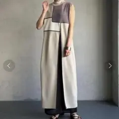 【&g’aime】バイカラーロングニットチュニック