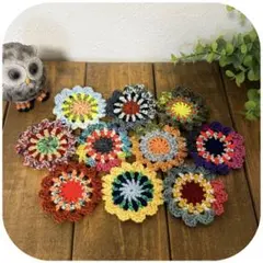 【219】カラフルでポップなお花のモチーフつなぎ/マルチカバー （Opal毛糸）