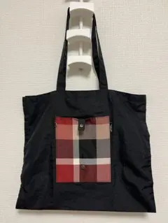 レア物ブラック チェック柄　エコバッグ　ブラックレーベル　BLACK label