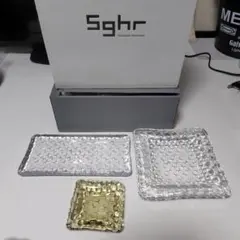 sghr スガハラガラス プレート オードブル スクエア インテリア 未使用