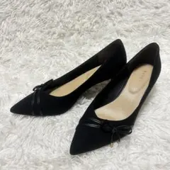 RANDAパンプスリボン付き ポインテッドトゥ24.5
