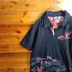 tk.TAKEO KIKUCHI　タケオキクチ　ポロシャツ　和柄　金魚　花　Mのサムネイル