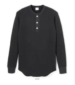 オープンエンドワッフル ヘンリーネック長袖Tシャツ　サーマル