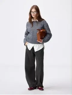 【新品・未使用】GUデニムスウェットバレルレッグパンツQ 08ダークグレーXXL