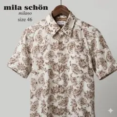 美品 mila schön ペイズリー 半袖シャツ 麻混 46 日本製のサムネイル