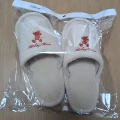 新品未使用　Disney ミッキー刺繍スリッパ クリーム色