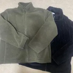 2点セット　ユニクロ　メンズ　Lサイズ オリーブ　カーキ　黒　フリースジャケット