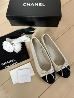 CHANEL 美品 白 バレリーナ パール マトラッセ36.5 23cm - メルカリ