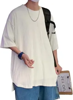 在庫処分！メンズ 七分袖 Tシャツ 夏服 無地 大きい　ビックシルエット　XL