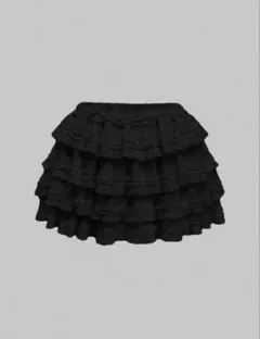 フリル付きブラックミニスカート　シーイン　shine