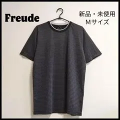 新品・激安！Freude 重ね着風 ボーダー柄 半袖Ｔシャツ グレー Ｍサイズのサムネイル