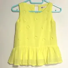Ｈ＆Ｍ お花付きノースリーブ 130 女の子 黄色 イエロー ギャザー