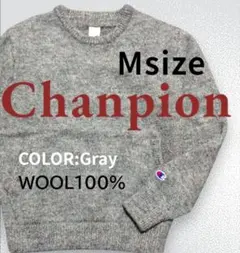 クルーネックニット【Champion×ナナミカ】ウール100%セーター グレー