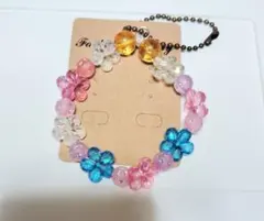 カラフルな花と星のビーズのネックレストップ３個セット