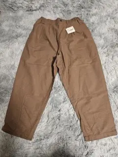 【完売品】カポック混 タックパンツ L ブラウン ウエストゴムのサムネイル
