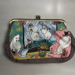 ムーミン刺繍ポーチ グレー