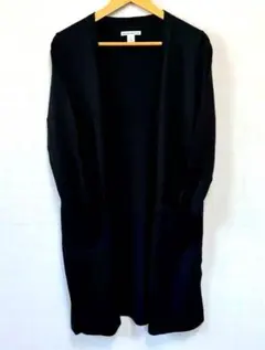 【XS】カーディガン ロング丈 レディース 上着 ニット セーター ブラック黒