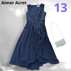 美品✨ Aimer Acret エメ Ｖネック ドレス ワンピース ネイビー13