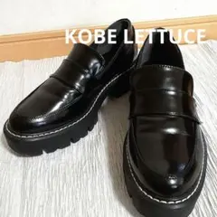 KOBE LETTUCE 厚底コインローファー　ブラック エナメル　厚底靴　美品のサムネイル