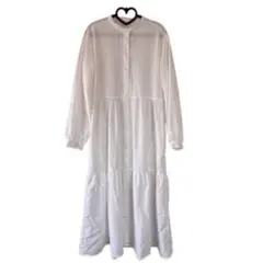 【新品】GU シャツワンピース M 白 ホワイト ロング 長袖 無地