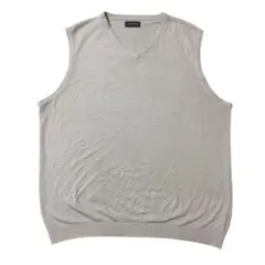 アメリカ古着　ニット　ベスト　Vネック　無地　アイボリー系　X89