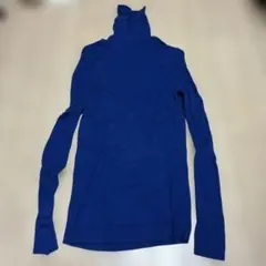 UNIQLO 青 メリノリブタートルネックセーター M