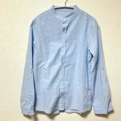 ライトブルー バンドカラー長袖シャツ　160