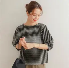 美品　アーバンリサーチドアーズ　ボーダー　ランタンスリーブ　五分袖