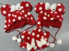 ミニー　赤　水玉 ファンキャップ&手袋