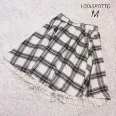 ロディスポット LODISPOTTO チェック フレアスカート レース M